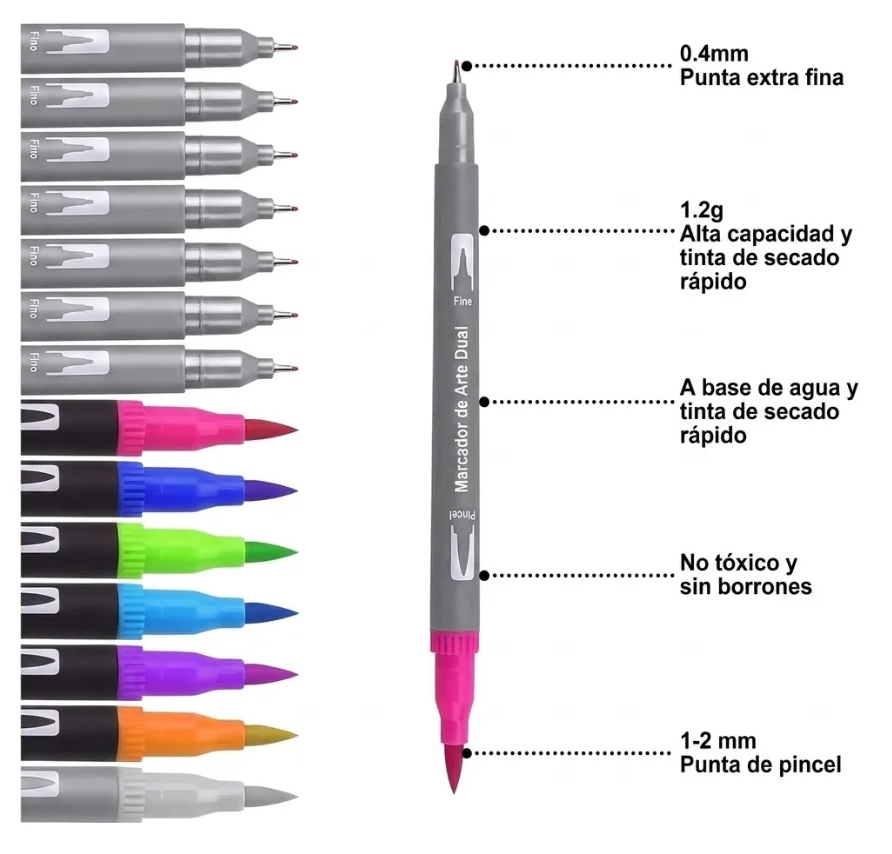 Kit 120 Plumones Profesionales Dual Brush Arte Y Diseño