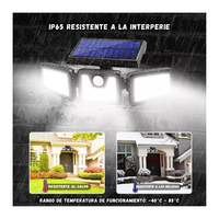 Lampara Solar Led 3 Secciones Ajustables 270° Sensor De Movimiento
