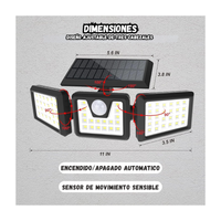 Lampara Solar Led 3 Secciones Ajustables 270° Sensor De Movimiento