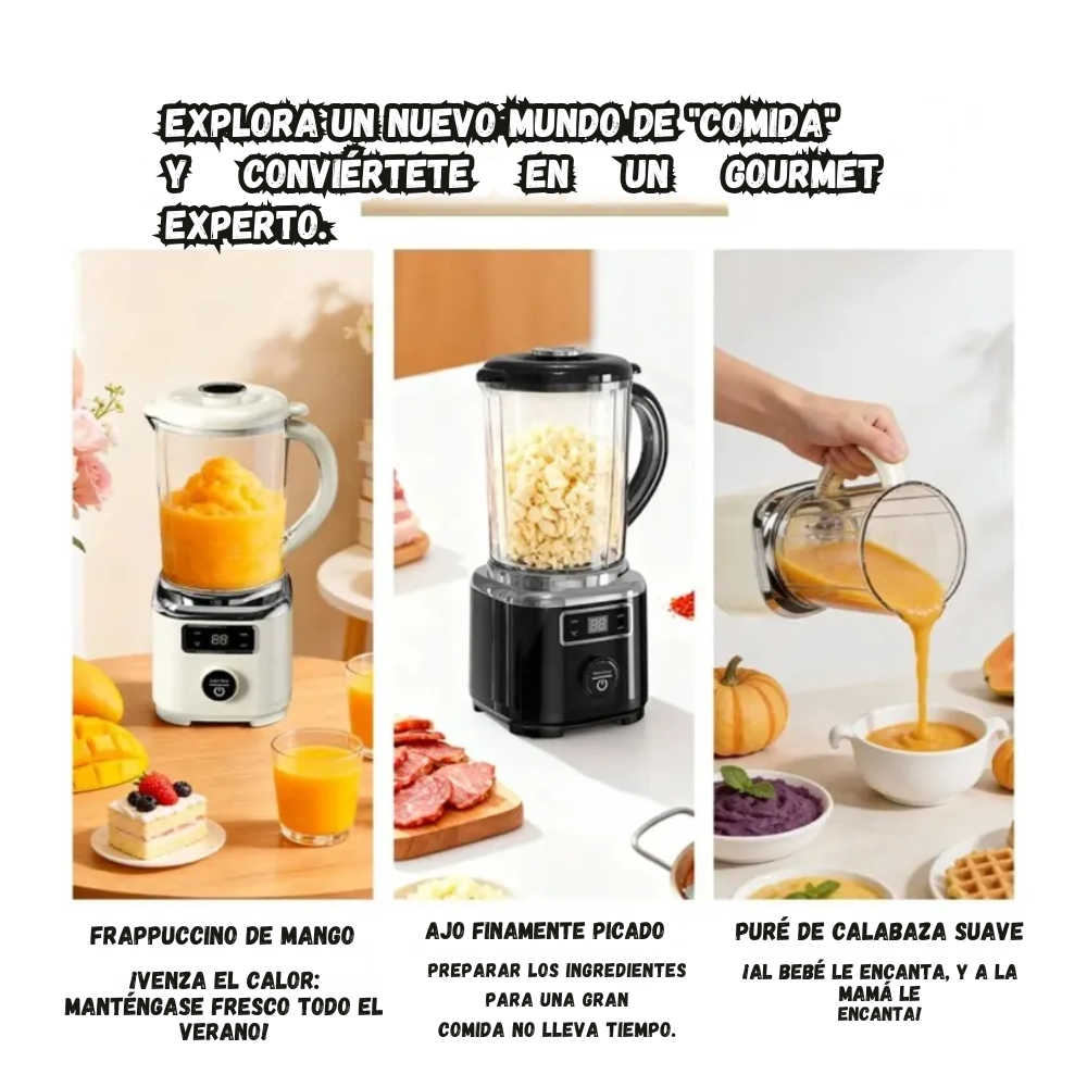 Licuadora Portatil De Tres Cuchillas Recargable Pantalla Digital 1000 ml