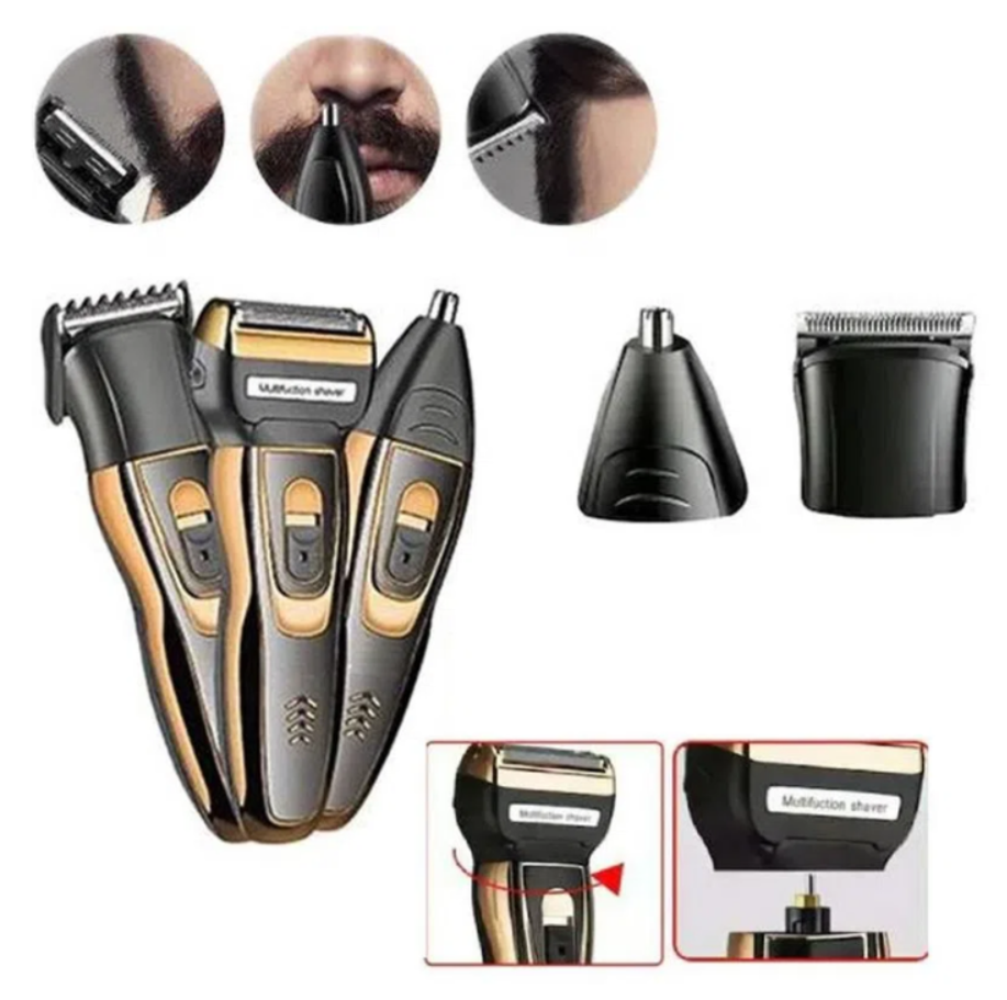 Afeitadora Recargable 3 En 1 Barba, Nariz, Peluquera Gm-595