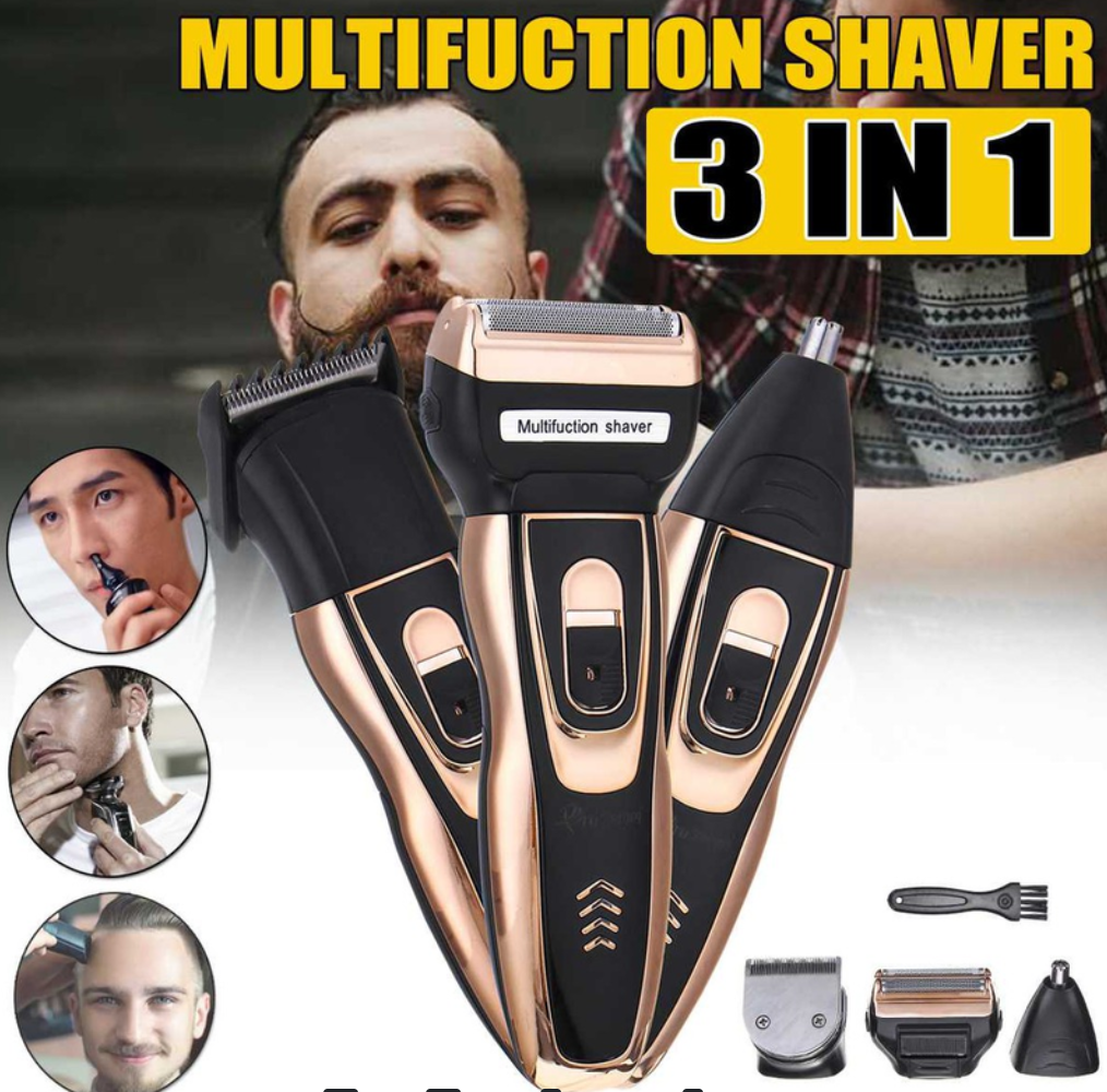 Afeitadora Recargable 3 En 1 Barba, Nariz, Peluquera Gm-595
