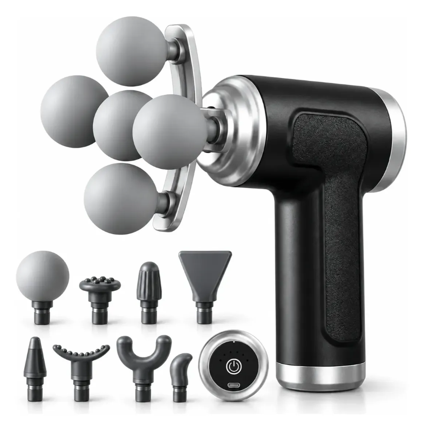 Pistola masajeadora gun 5 cabezales accesorios multiples LM-280