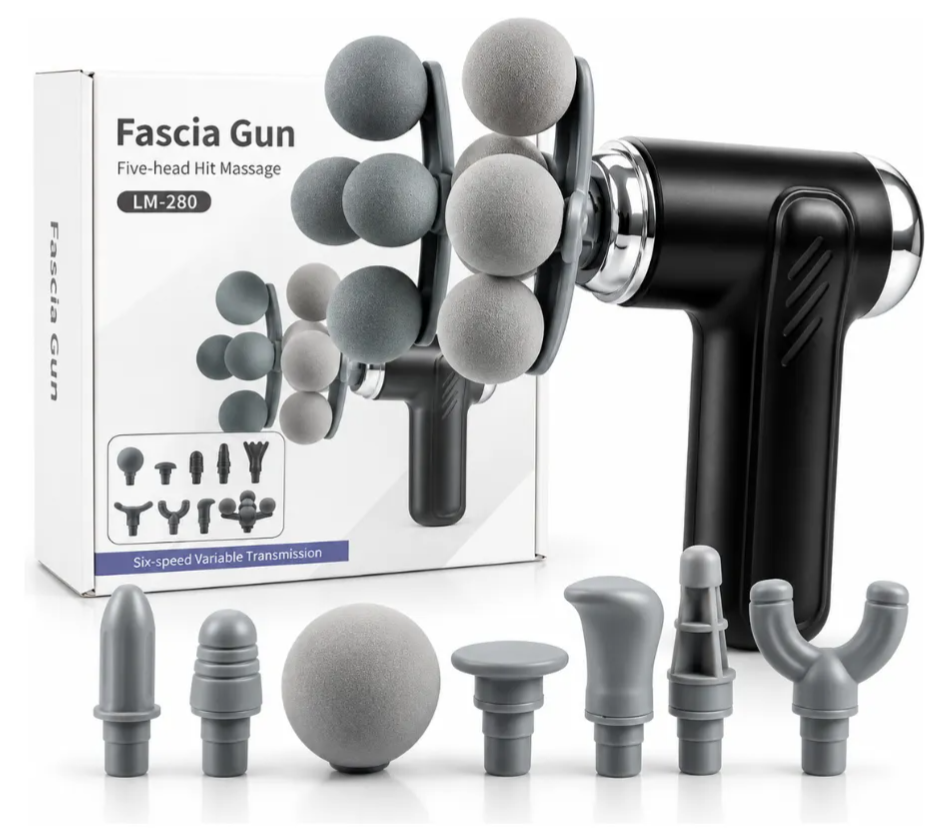 Pistola masajeadora gun 5 cabezales accesorios multiples LM-280