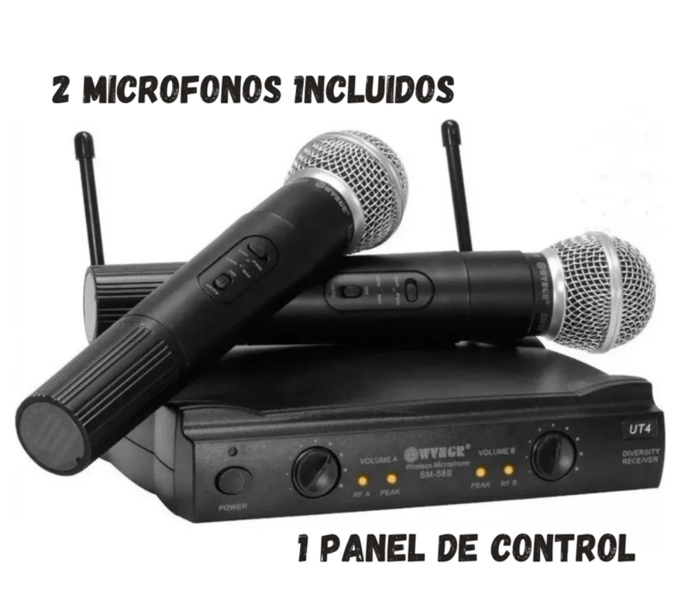 Kit Microfonos Inalambricos Wvngr Sm-58 Receptor Uhf Karaoke