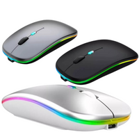 Mouse Raton Inalambrico Rgb Bluetooth Recargable Receptr Usb