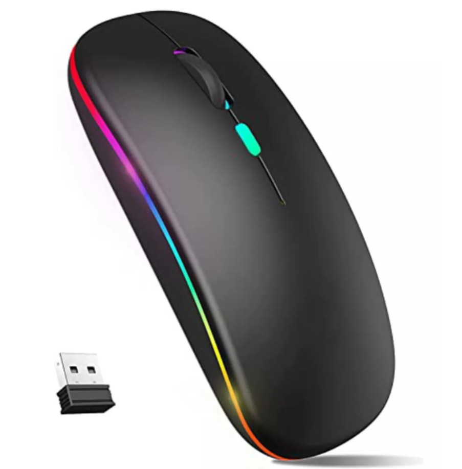 Mouse Raton Inalambrico Rgb Bluetooth Recargable Receptr Usb