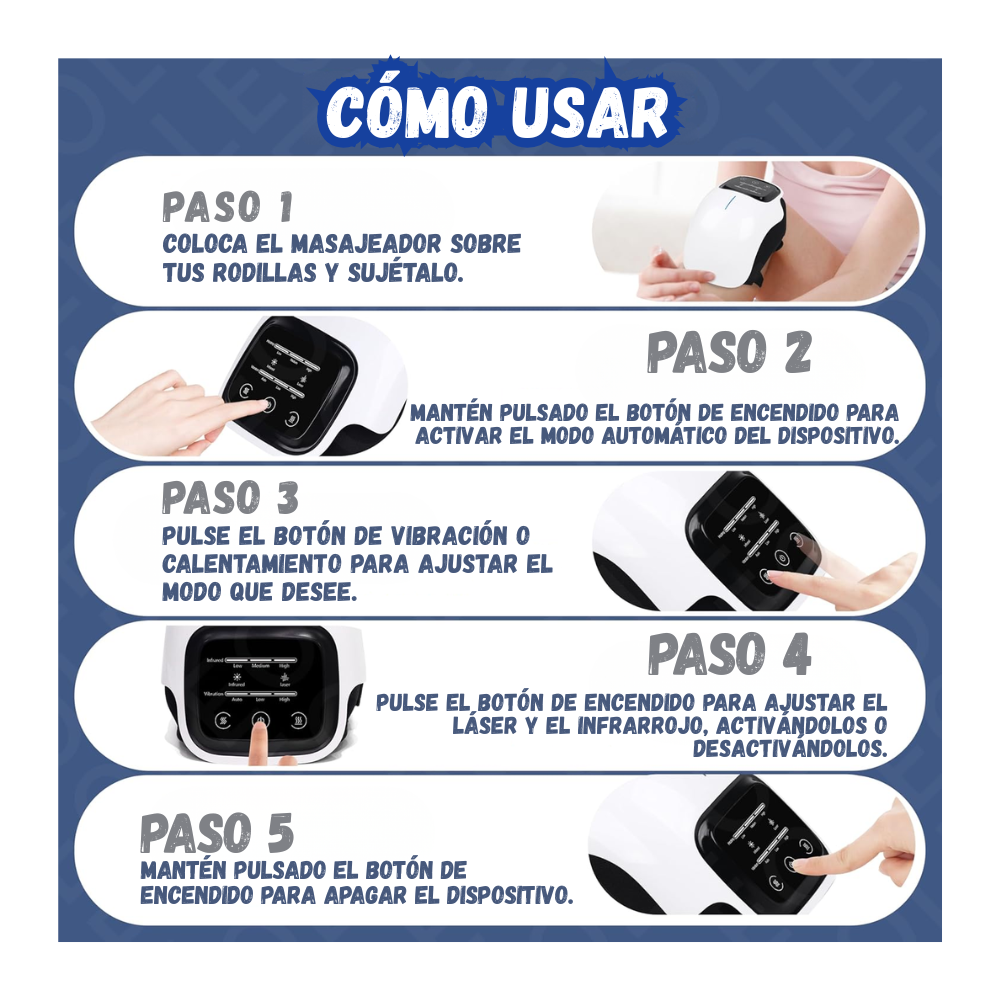 Masajeador De Rodillas Inalambrico Electrico Calor Vibracion Pantalla Led
