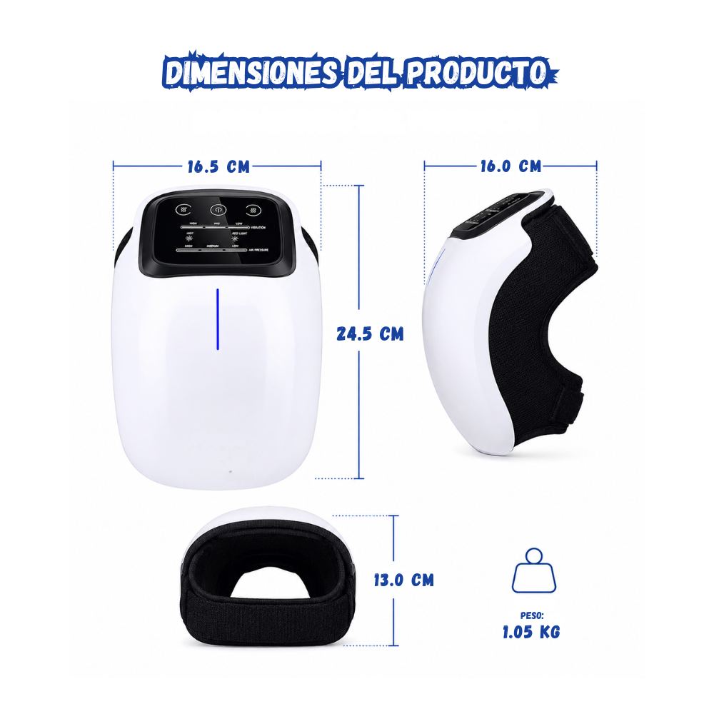 Masajeador De Rodillas Inalambrico Electrico Calor Vibracion Pantalla Led