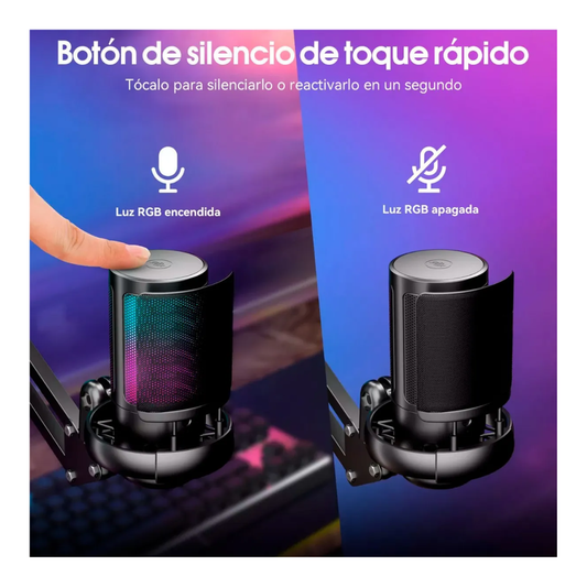 Micrófono USB RGB Gamer Con Brazo Para Streaming Pro