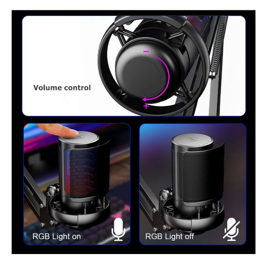 Micrófono USB RGB Gamer Con Brazo Para Streaming Pro