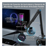 Micrófono USB RGB Gamer Con Brazo Para Streaming Pro