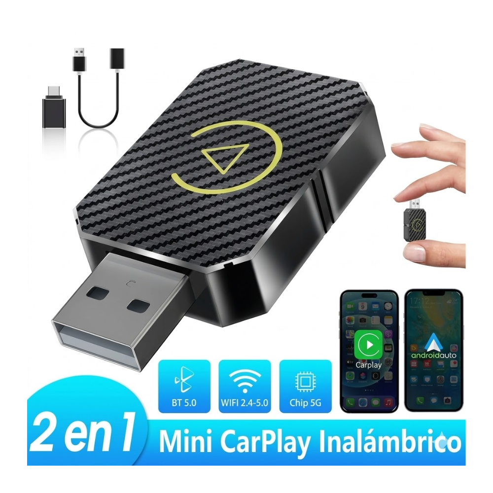 Mini Adaptador Apple Carplay Y Android Auto Inalámbrico 2en1
