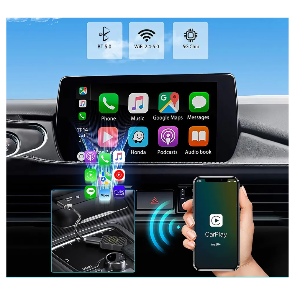 Mini Adaptador Apple Carplay Y Android Auto Inalámbrico 2en1
