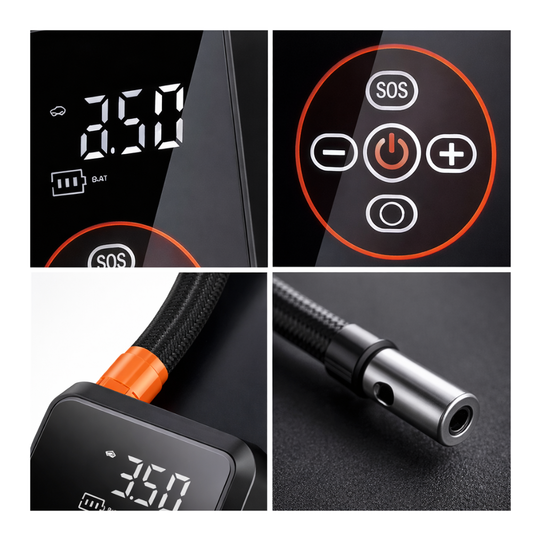 Mini Compresor De Aire Pantalla Digital Recargable Usb Negro 5v