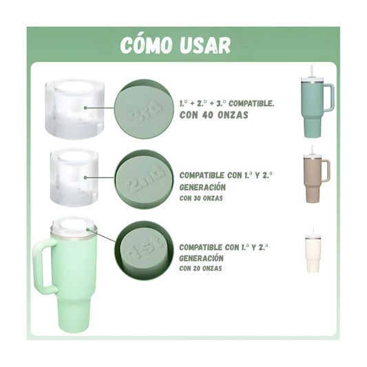 Molde cubos de  hielo de silicona compatible para termo stanley con tapa