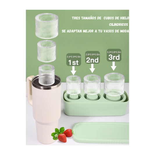 Molde cubos de  hielo de silicona compatible para termo stanley con tapa