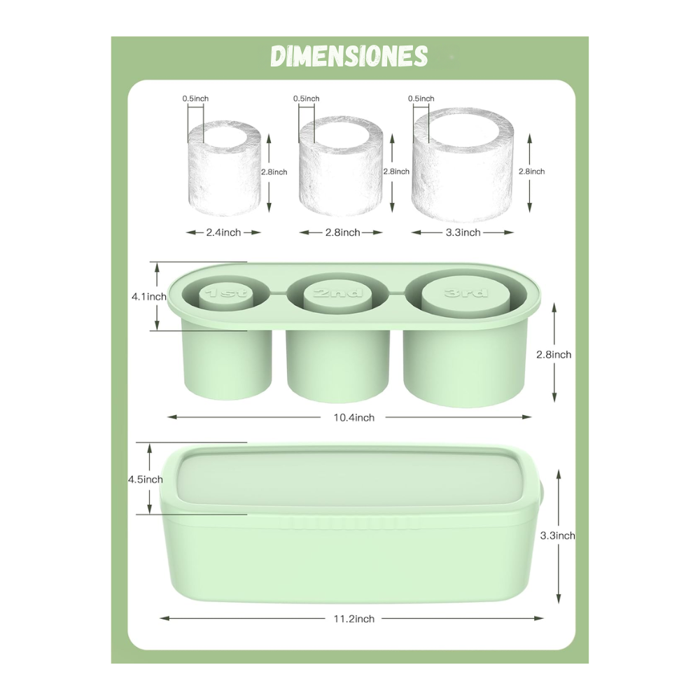 Molde cubos de  hielo de silicona compatible para termo stanley con tapa