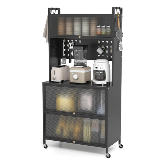 Mueble Organizador Con Gabinetes, Ganchos y Ruedas Multifuncional 60CM