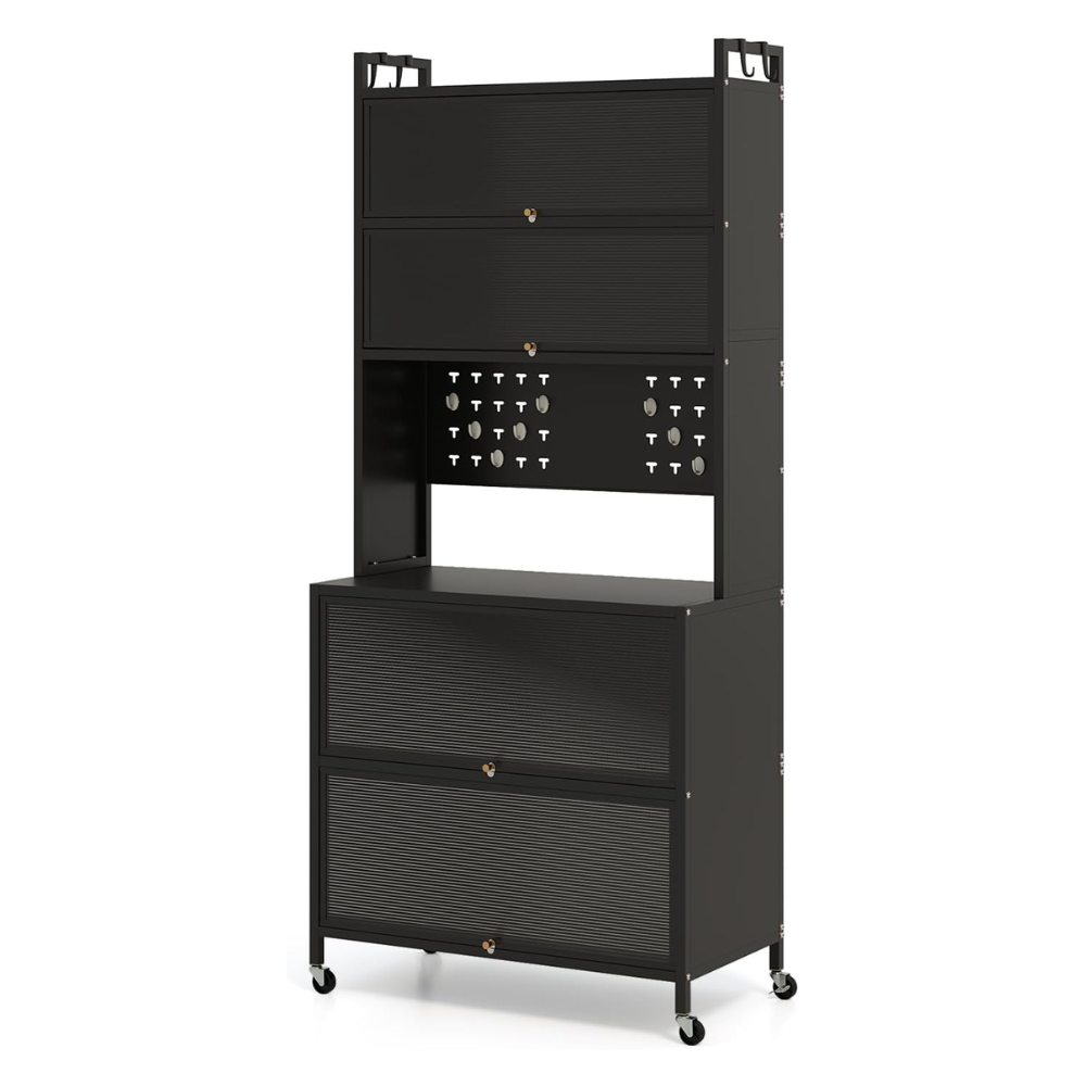 Mueble Organizador Con Gabinetes, Ganchos y Ruedas Multifuncional 60CM