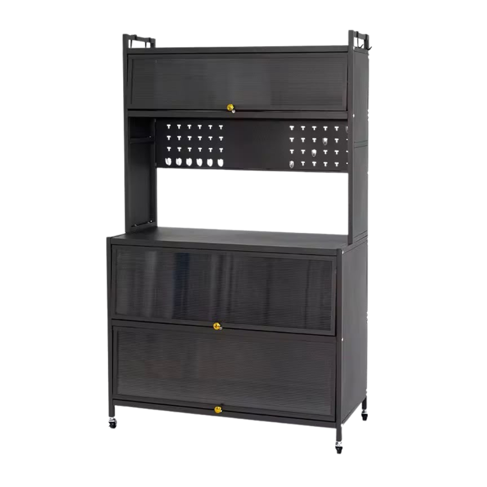 Mueble Organizador Con Gabinetes, Ganchos y Ruedas Multifuncional 80CM
