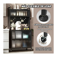 Mueble Organizador Con Gabinetes, Ganchos y Ruedas Multifuncional 80CM