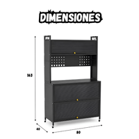 Mueble Organizador Con Gabinetes, Ganchos y Ruedas Multifuncional 80CM