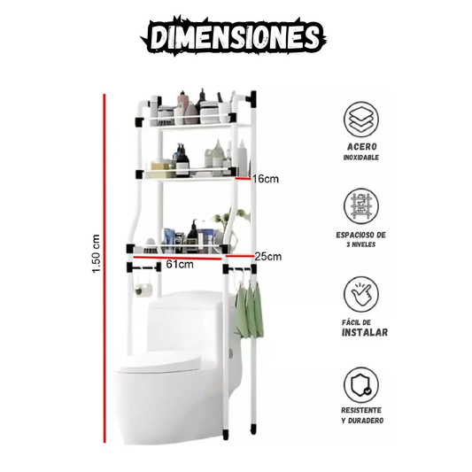 Mueble Organizador De Baño Metalico 3 Niveles Resistente