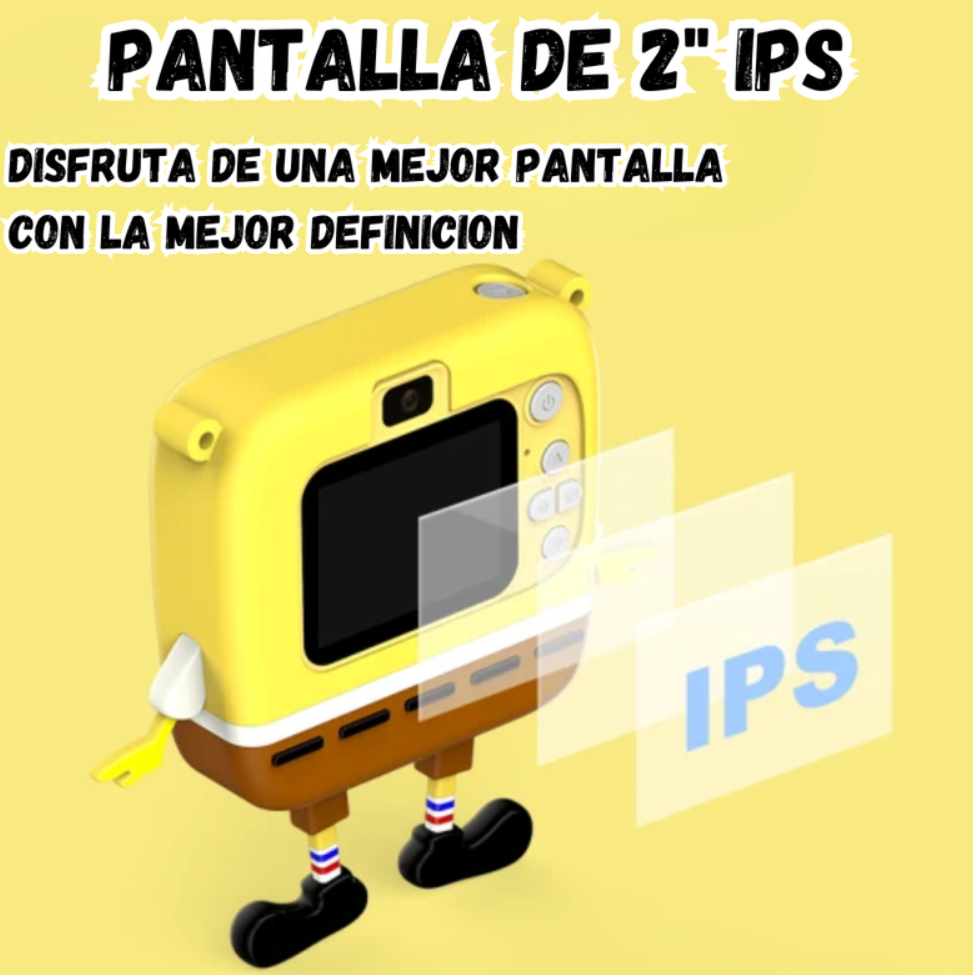 Camara Digital Para Niños Diseño Bob Esponja Amarillo Y Rosa