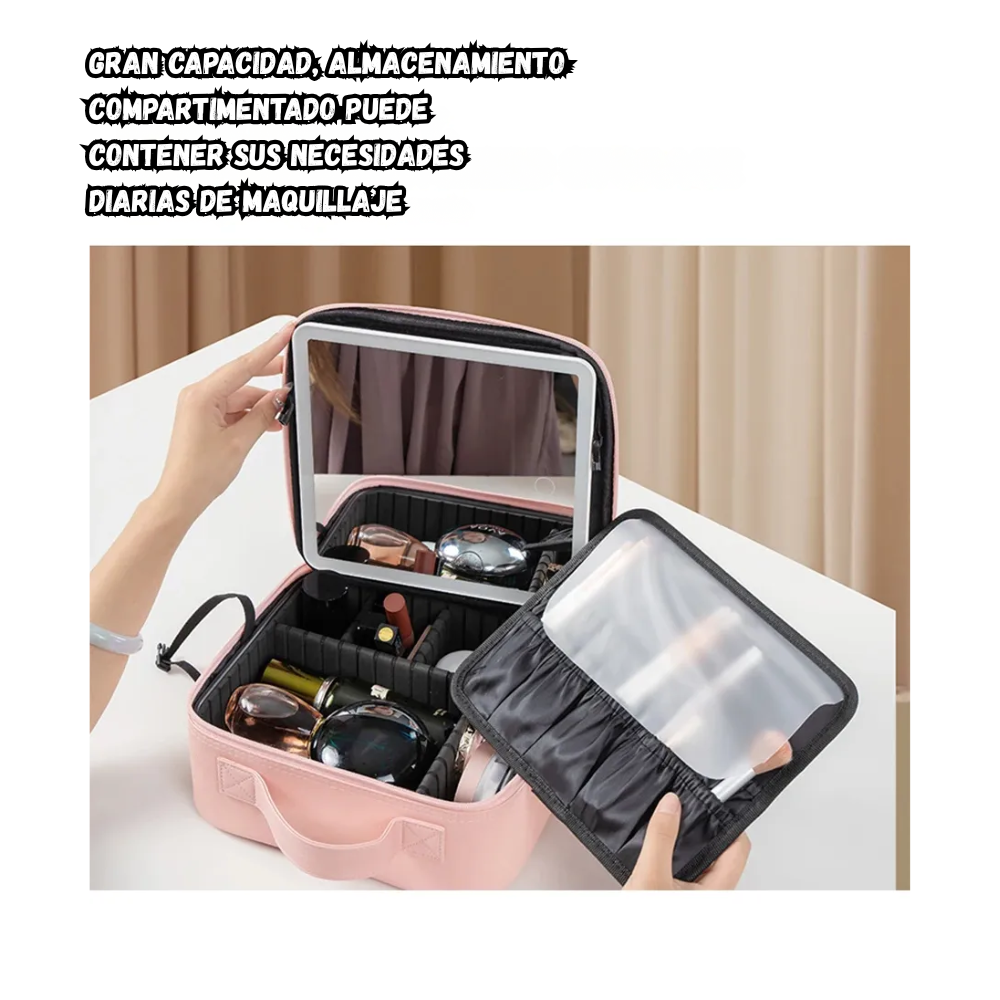 Organizador Cosméticos Profesional Espejo Led Espacios Ajustables