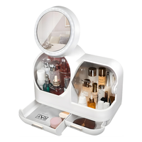 Organizador Maquillaje Con Espejo Giratorio Luz LED y Cajones