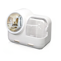 Organizador Maquillaje Con Espejo Giratorio Luz LED y Cajones