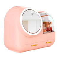 Organizador Maquillaje Con Espejo Giratorio Luz LED y Cajones