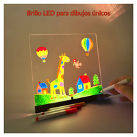 Pizarra Mágica Acrílico Led Con Luz + 7 Plumones Borrables