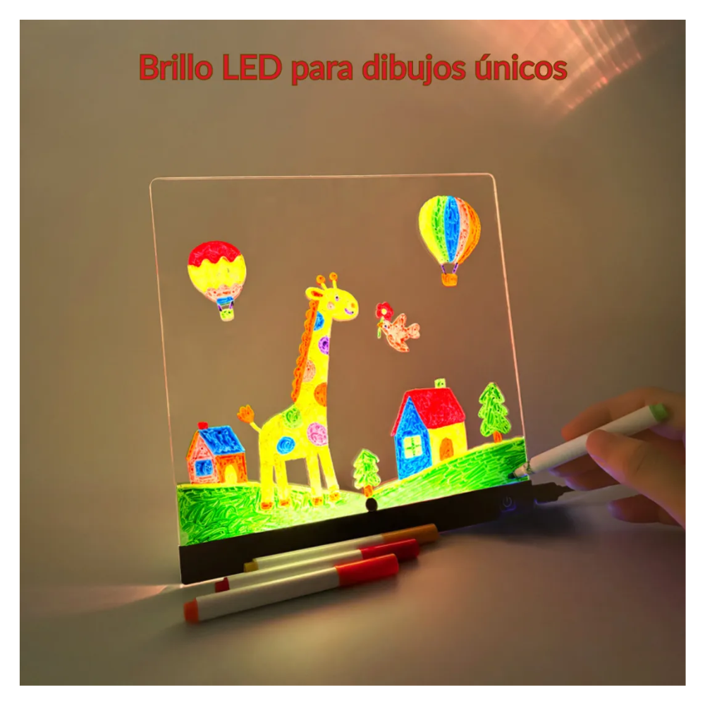 Pizarra Mágica Acrílico Led Con Luz + 7 Plumones Borrables