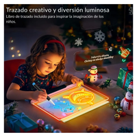 Pizarra Mágica Acrílico Led Con Luz + 7 Plumones Borrables