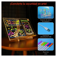Pizarra Mágica Acrílico Led Con Luz + 7 Plumones Borrables