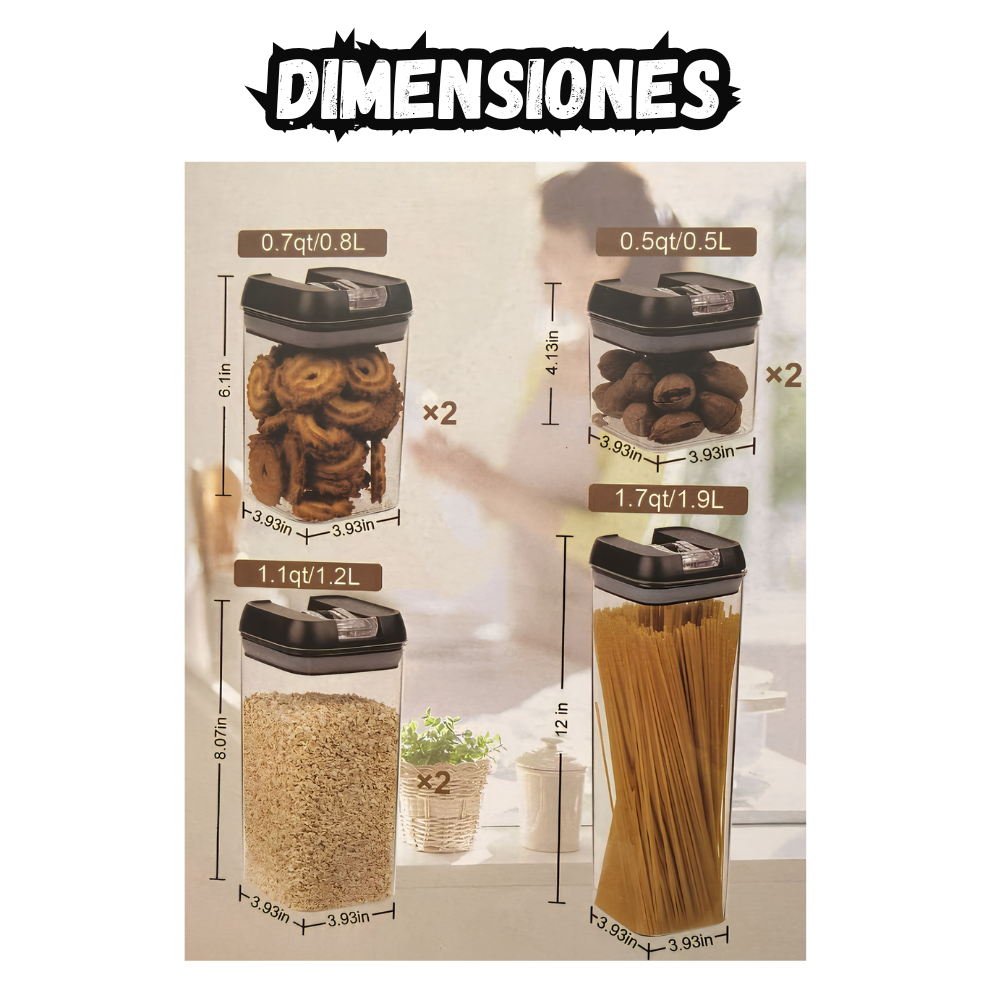 Recipiente Organizador Hermetico Set X7 Granos y Cereales