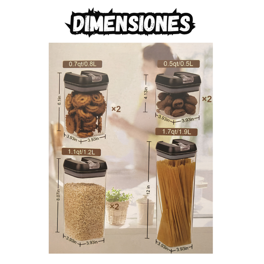 Recipiente Organizador Hermetico Set X7 Granos y Cereales