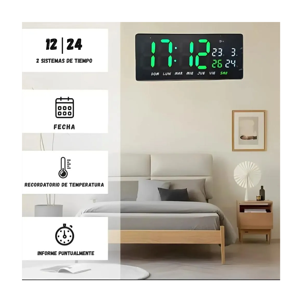 Reloj Candelario Digital LED Multicolor Moderno Pared y Escritorio
