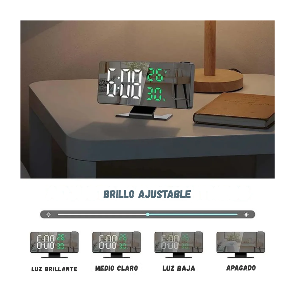 Reloj Despertador Digital Con Proyeccion 180° Pantalla Led