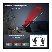 Reloj Despertador Digital Con Proyeccion 180° Pantalla Led