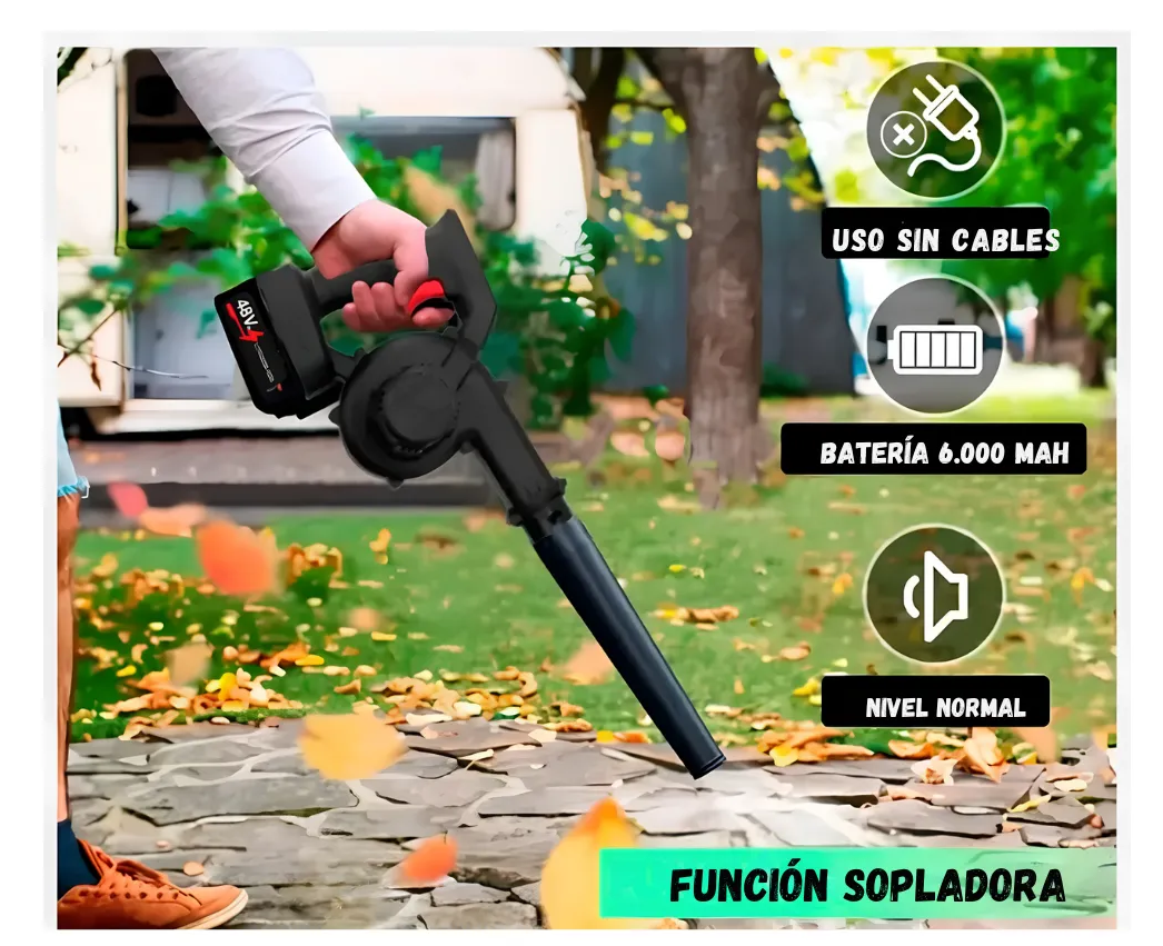 Soplador Aspirador Inalámbrico Potente 1 Batería Boquillas