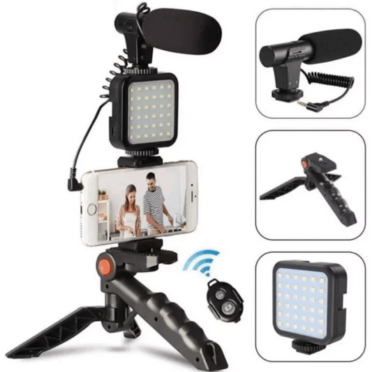 Estabilizador Soporte Celular Luz Led Micrófono + Control