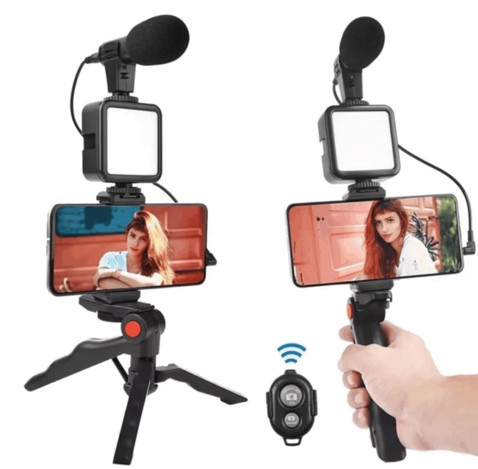 Estabilizador Soporte Celular Luz Led Micrófono + Control
