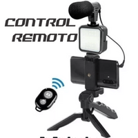 Estabilizador Soporte Celular Luz Led Micrófono + Control