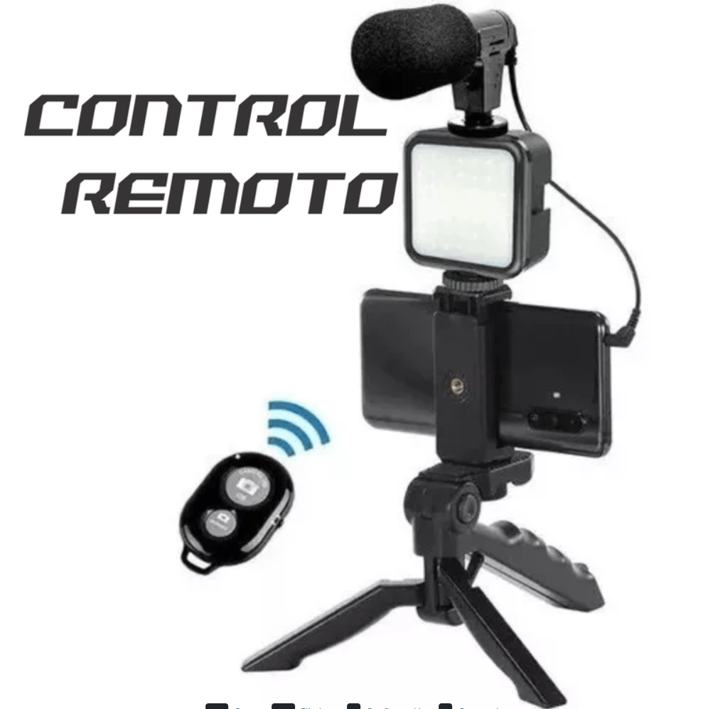 Estabilizador Soporte Celular Luz Led Micrófono + Control
