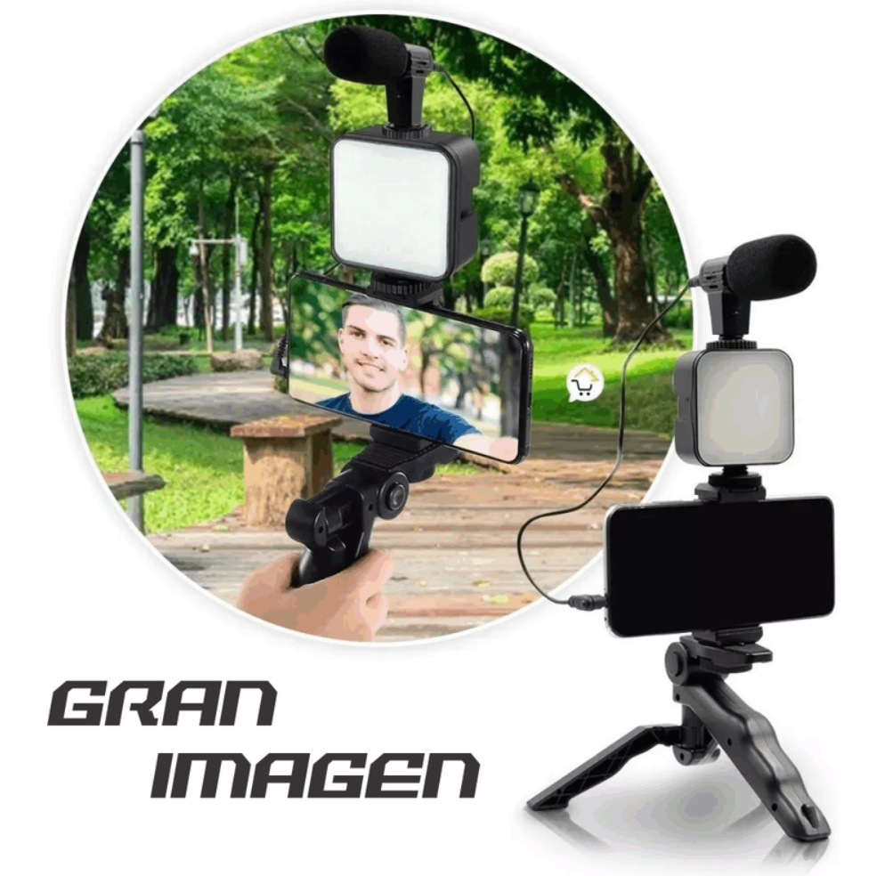Estabilizador Soporte Celular Luz Led Micrófono + Control