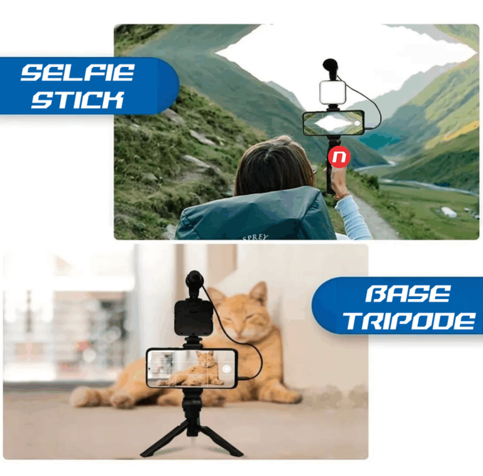 Estabilizador Soporte Celular Luz Led Micrófono + Control
