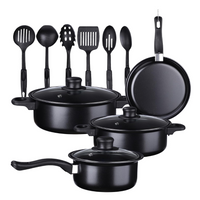 Set De Sartenes Antiadherentes Tapa De Vidrio Y Utensilios
